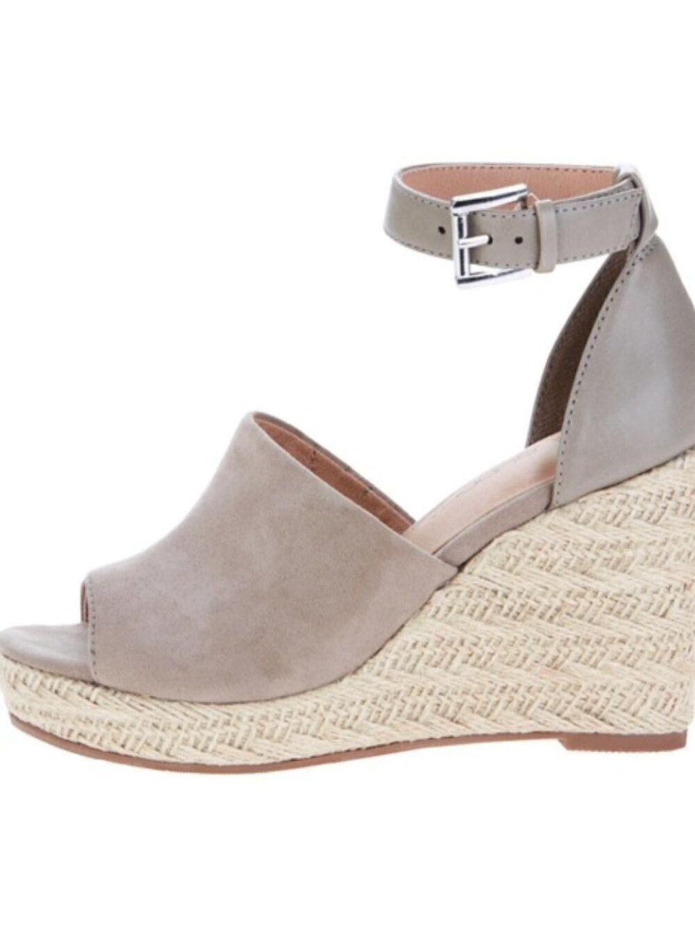 Big Buddha Womens Espadrille Sandals High Wedge Heel Taupe Open Toe Size 11